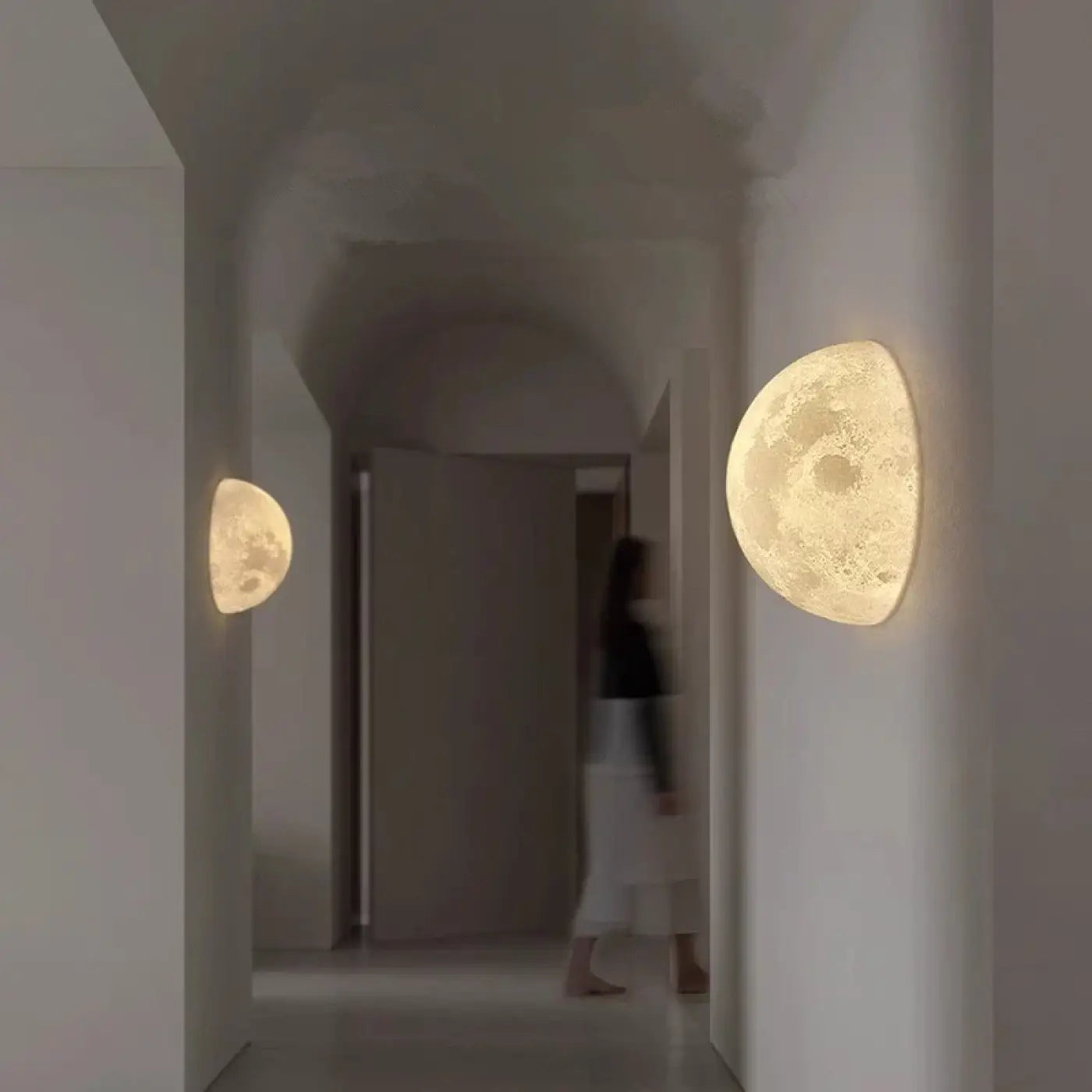 Applique murale lune LED beige en demi-cercle design — vue 2