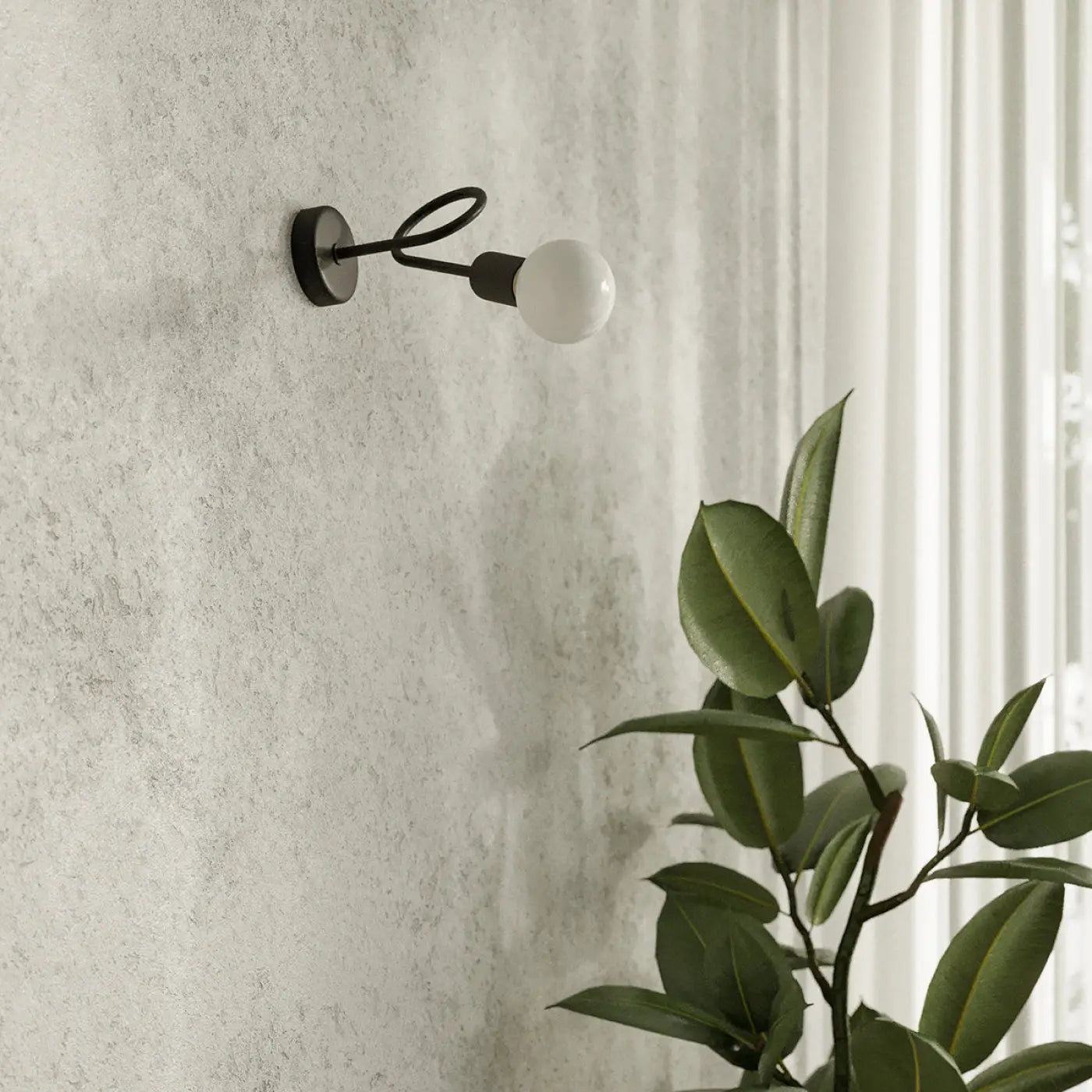 Applique murale métal noir design bouclé ampoule E27 — vue 6