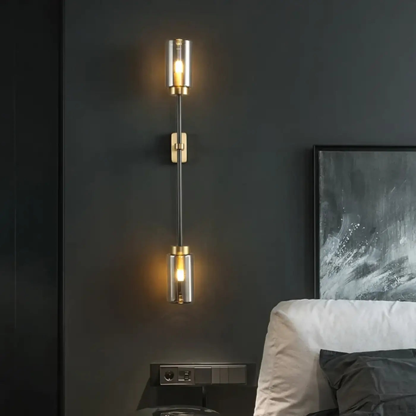 Applique murale noire 2 lumières intensité réglable — vue 1