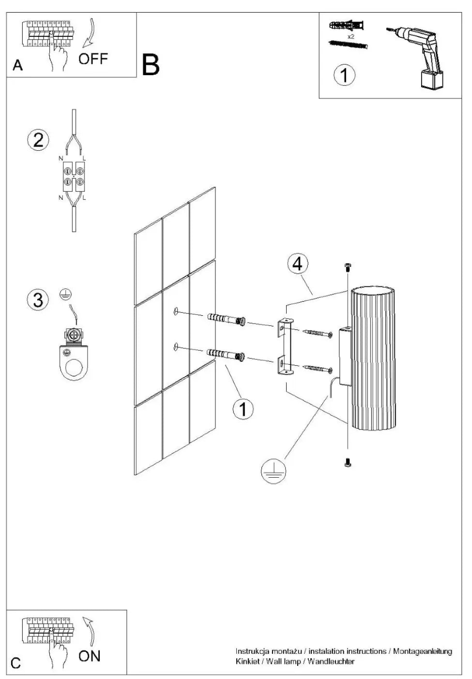 Applique murale noire cannelée LED minimaliste — vue 11