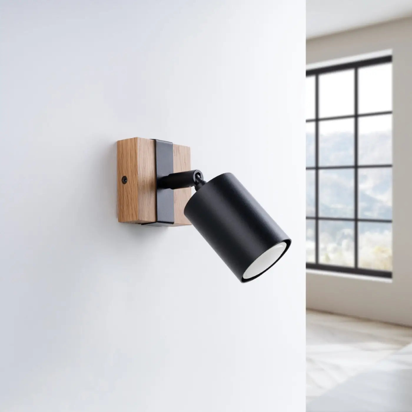Applique murale noire en bois et acier LED scandinave — vue 2