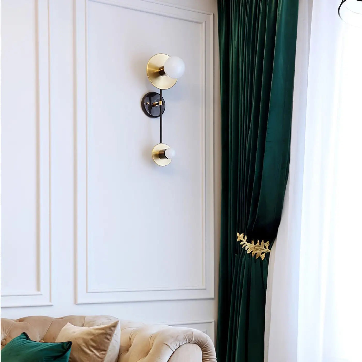 Applique murale noire et dorée à 2 lumières scandinave — vue 3