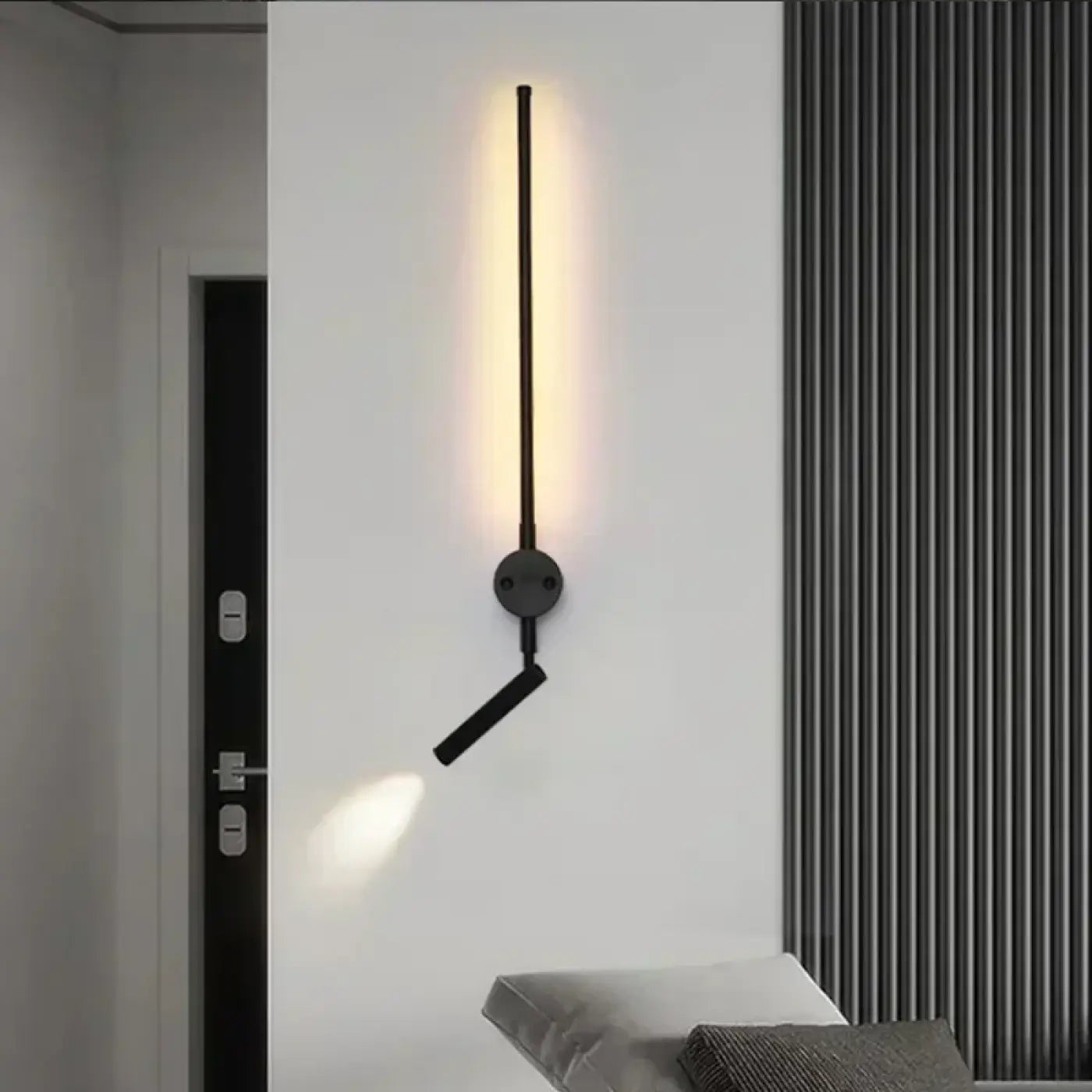 Applique murale noire tube LED tête pivotante — vue 1
