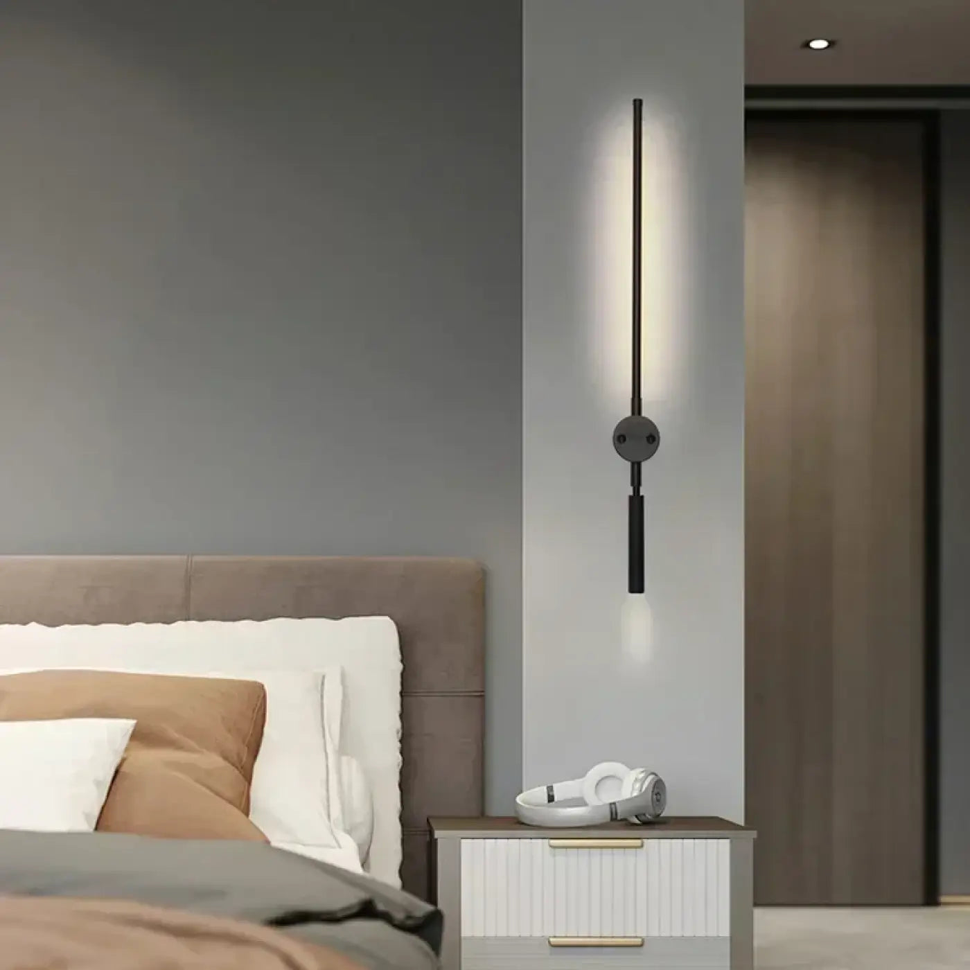 Applique murale noire tube LED tête pivotante — vue 2