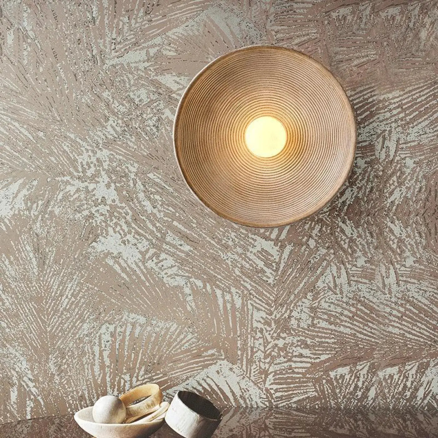 Applique murale ronde beige en aluminium — vue 2