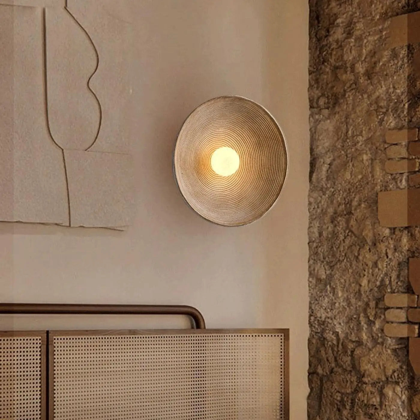 Applique murale ronde beige en aluminium — vue 3