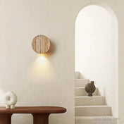 Applique murale ronde en pierre beige effet brut IP65 — vue 1