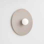 Applique murale ronde taupe en métal et verre — vue 6