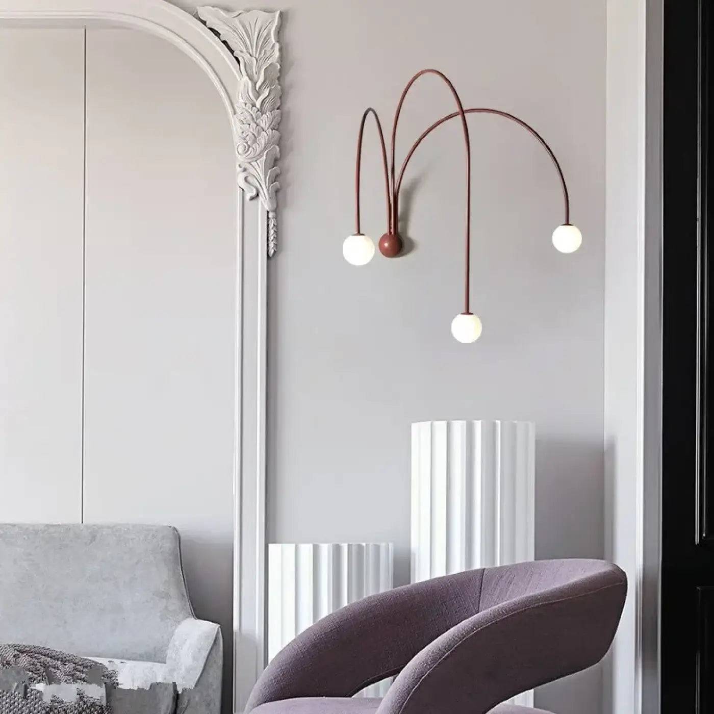 Applique murale rouge à 3 arches en verre et métal — vue 4