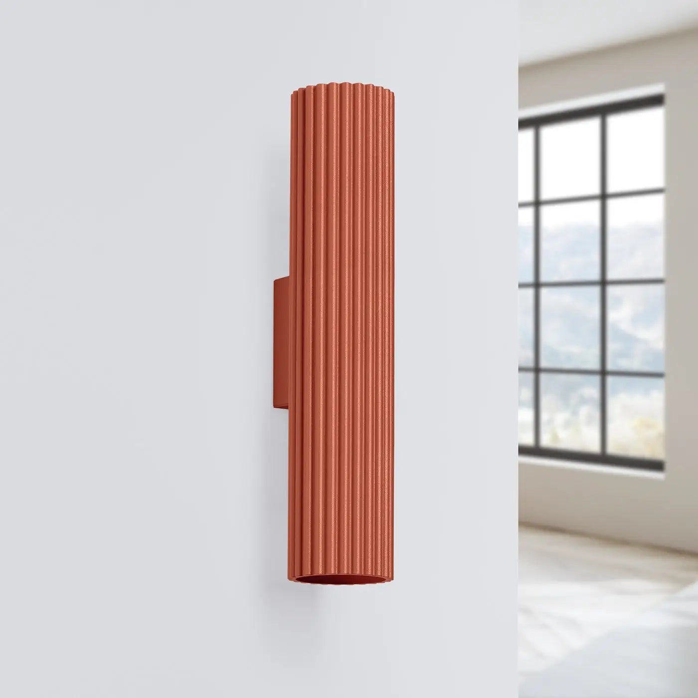 Applique murale rouge ocre cannelée LED double faisceau — vue 2