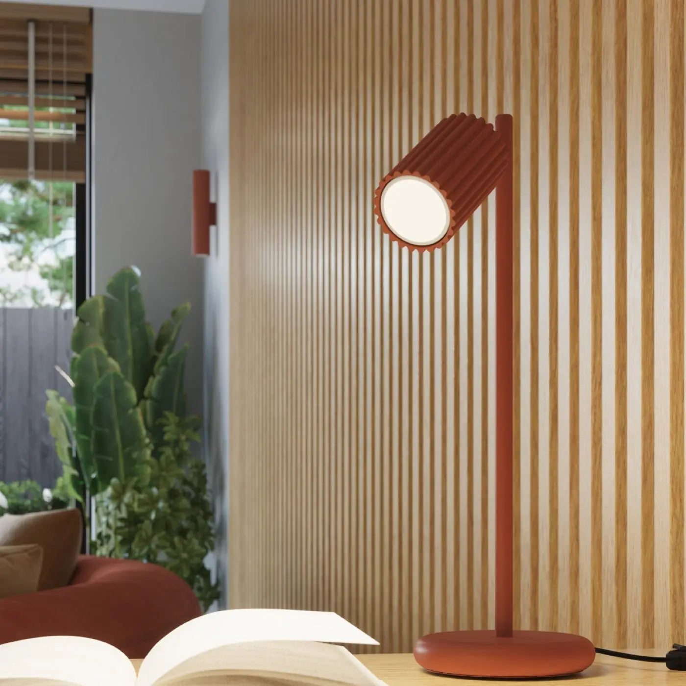 Applique murale rouge ocre cannelée LED double faisceau — vue 7