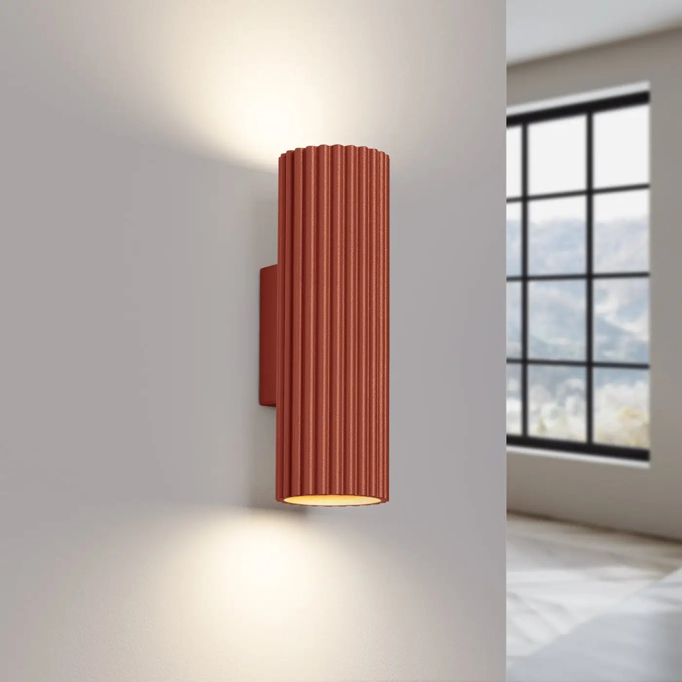 Applique murale rouge ocre cannelée LED — vue 1