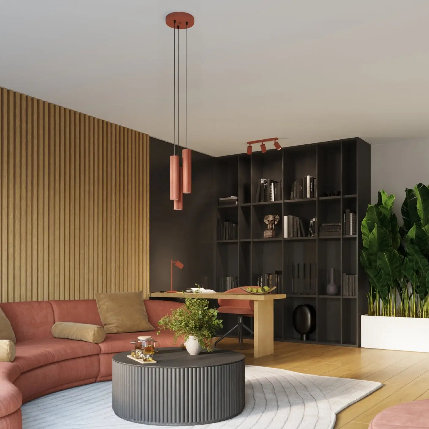 Applique murale rouge ocre cannelée LED — vue 8