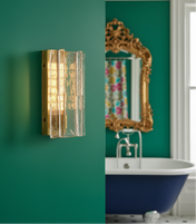 Brass and textured glass designer wall sconce | AVI