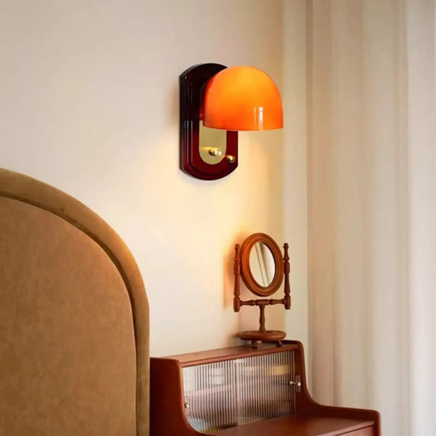 Applique murale scandinave orange en métal et verre E27 — vue 6