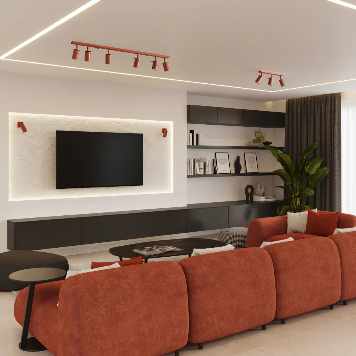 Applique murale spot GU10 métal rouge ocre minimaliste — vue 7