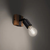 Applique murale spot orientable en bois et métal noir — vue 1