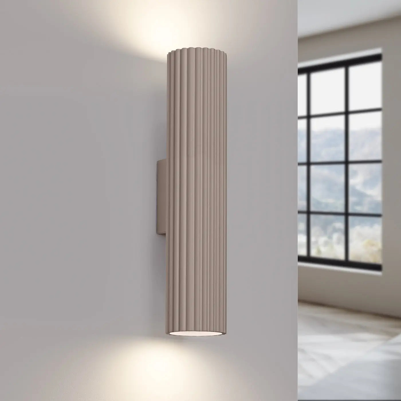 Applique murale taupe cannelée LED double faisceau — vue 1