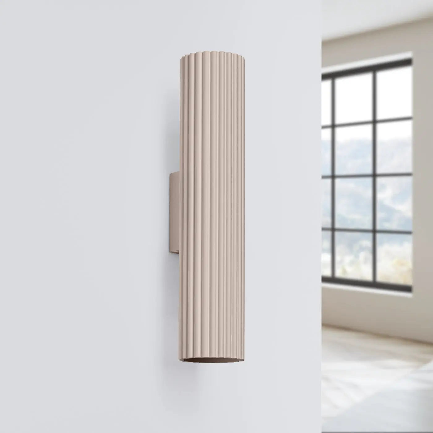 Applique murale taupe cannelée LED double faisceau — vue 2