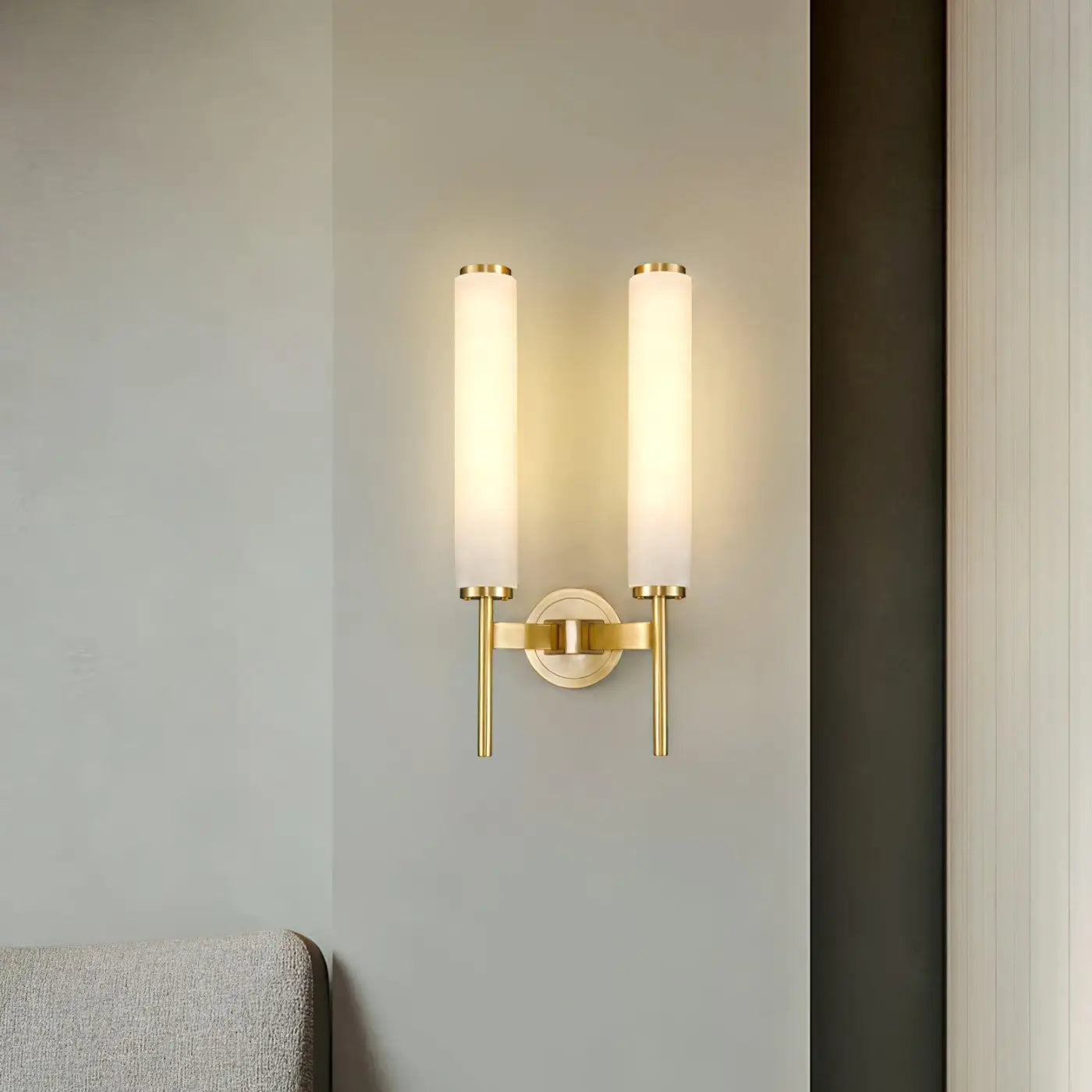 Applique murale tube en aluminium doré à 2 lumières — vue 5
