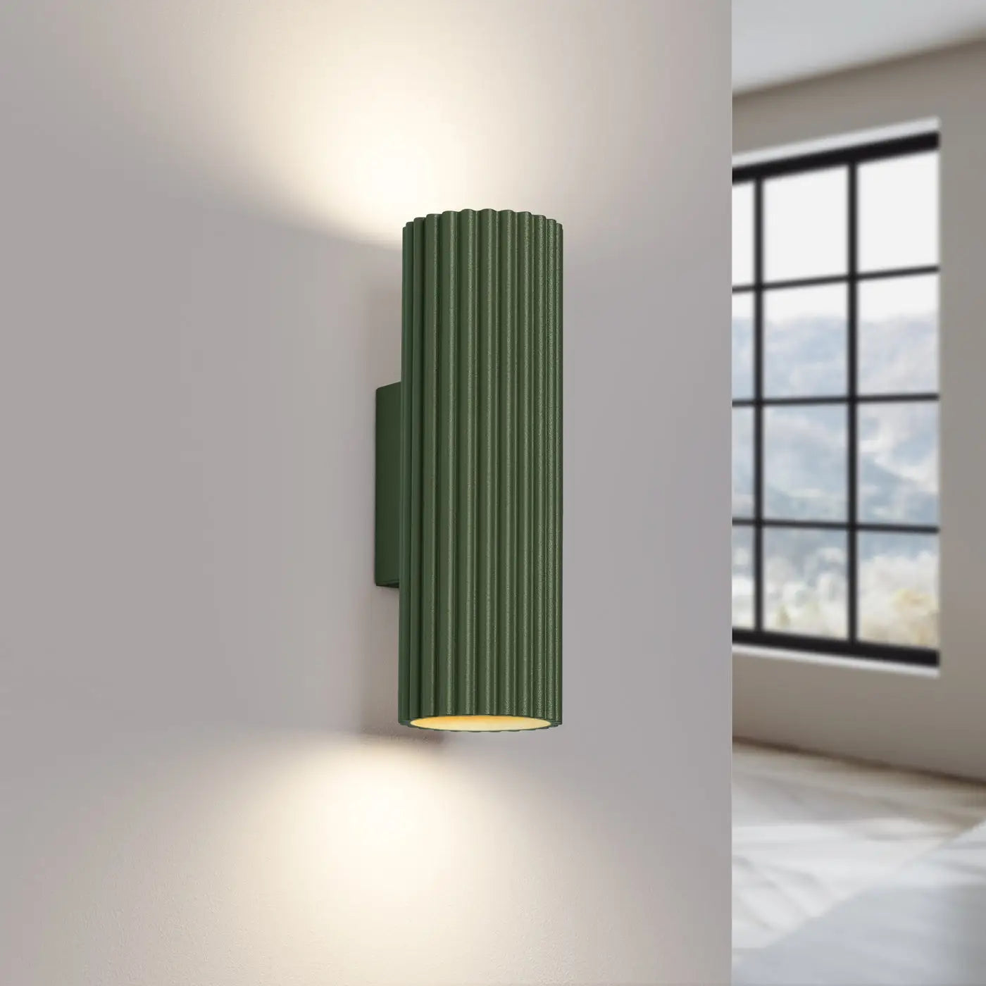 Applique murale vert olive cannelée LED scandinave — vue 1