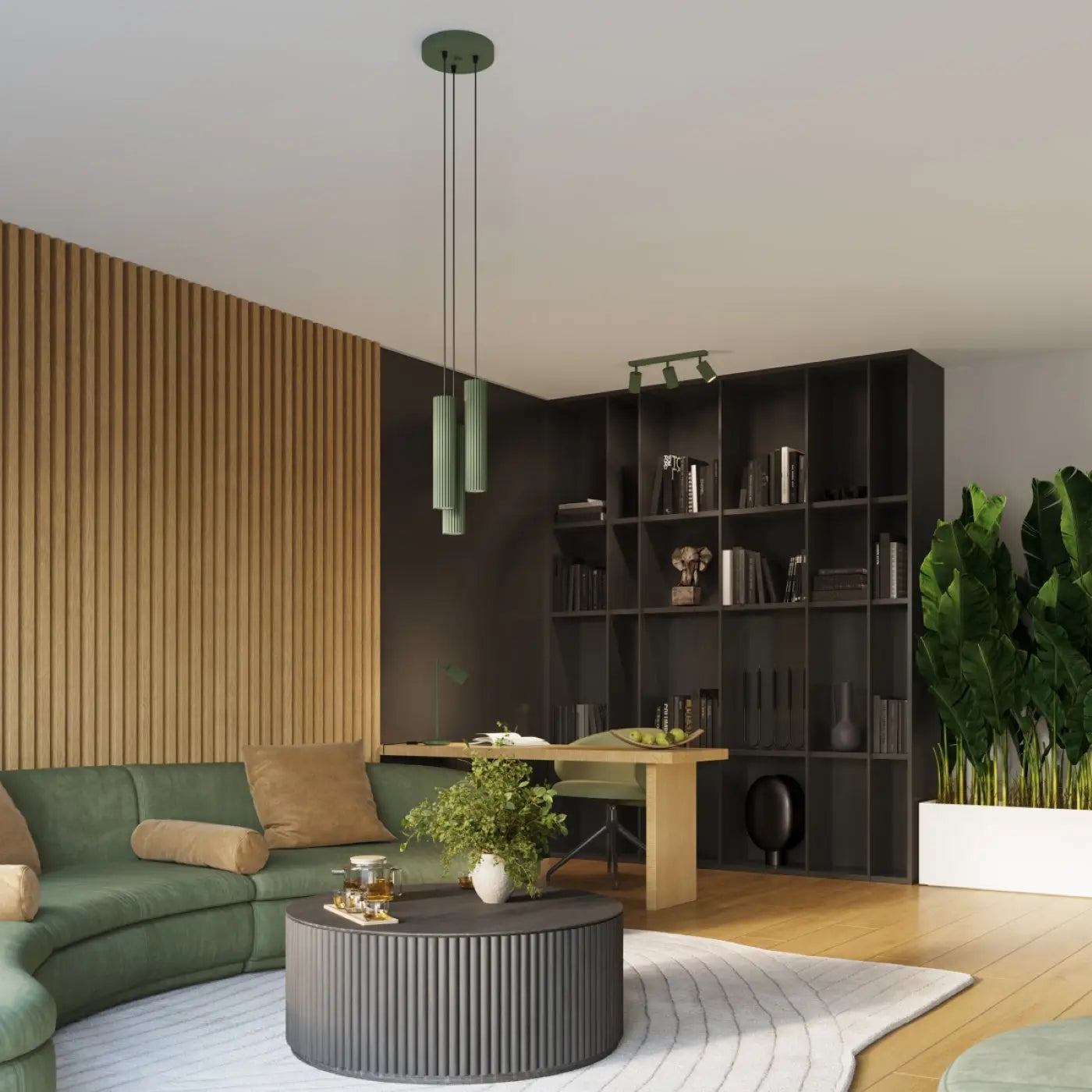 Applique murale vert olive cannelée LED scandinave — vue 8
