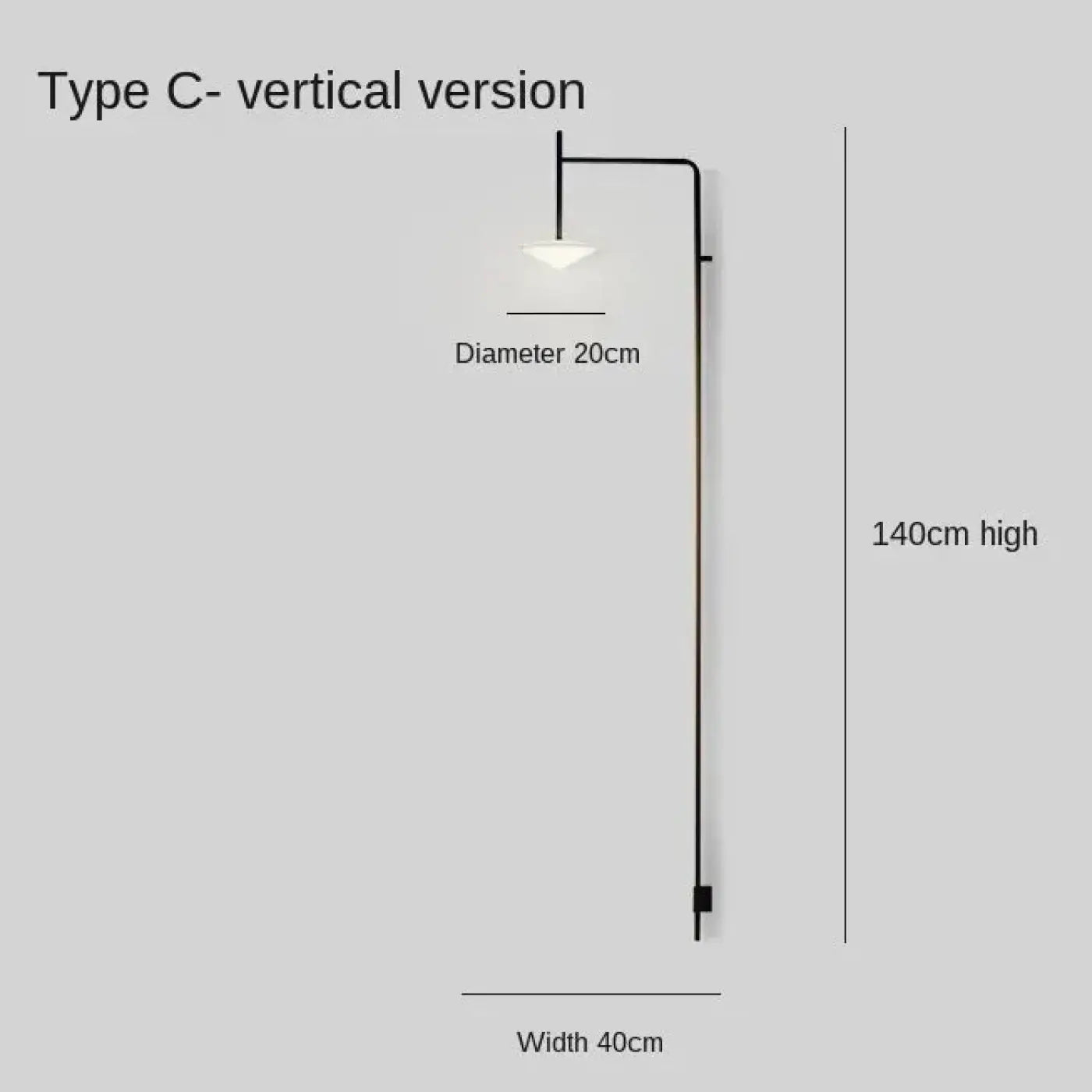 Applique murale verticale noire en métal et verre — vue 5