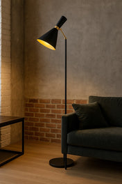 Lampadaire noir et doré moderne | SOBR