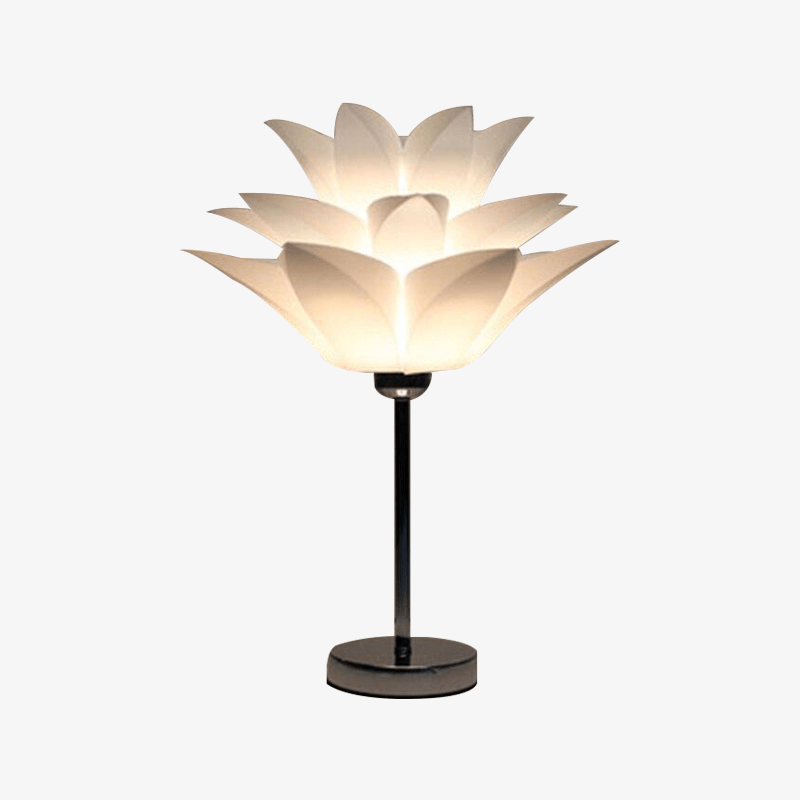 Lampe de bureau LED à fleur lotus blanche ouverte