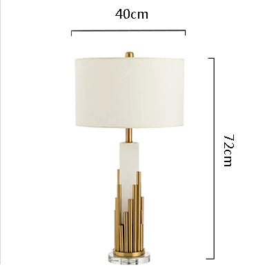 Lampe à poser design luxe en marbre et tissu métallique moderne