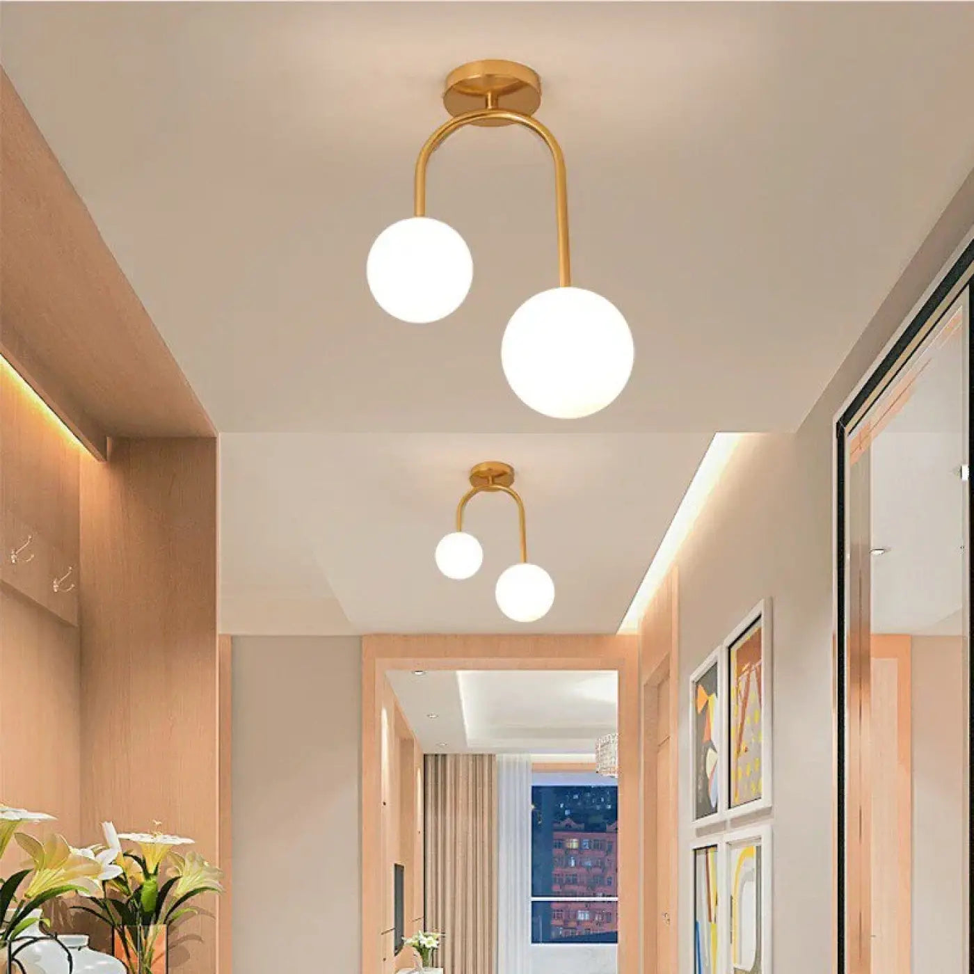 LED gold and white minimalist ceiling light | NUFODE