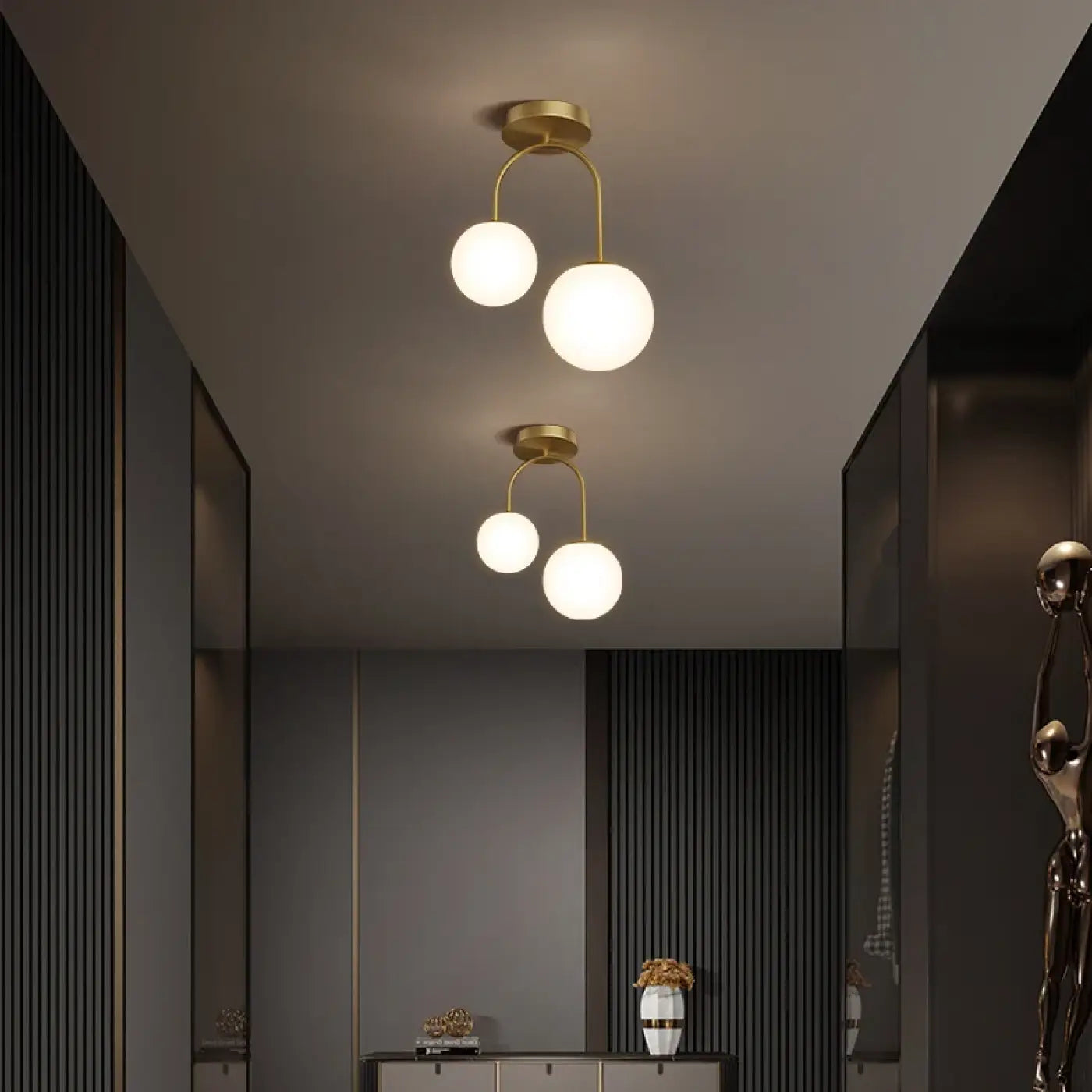 LED gold and white minimalist ceiling light | NUFODE