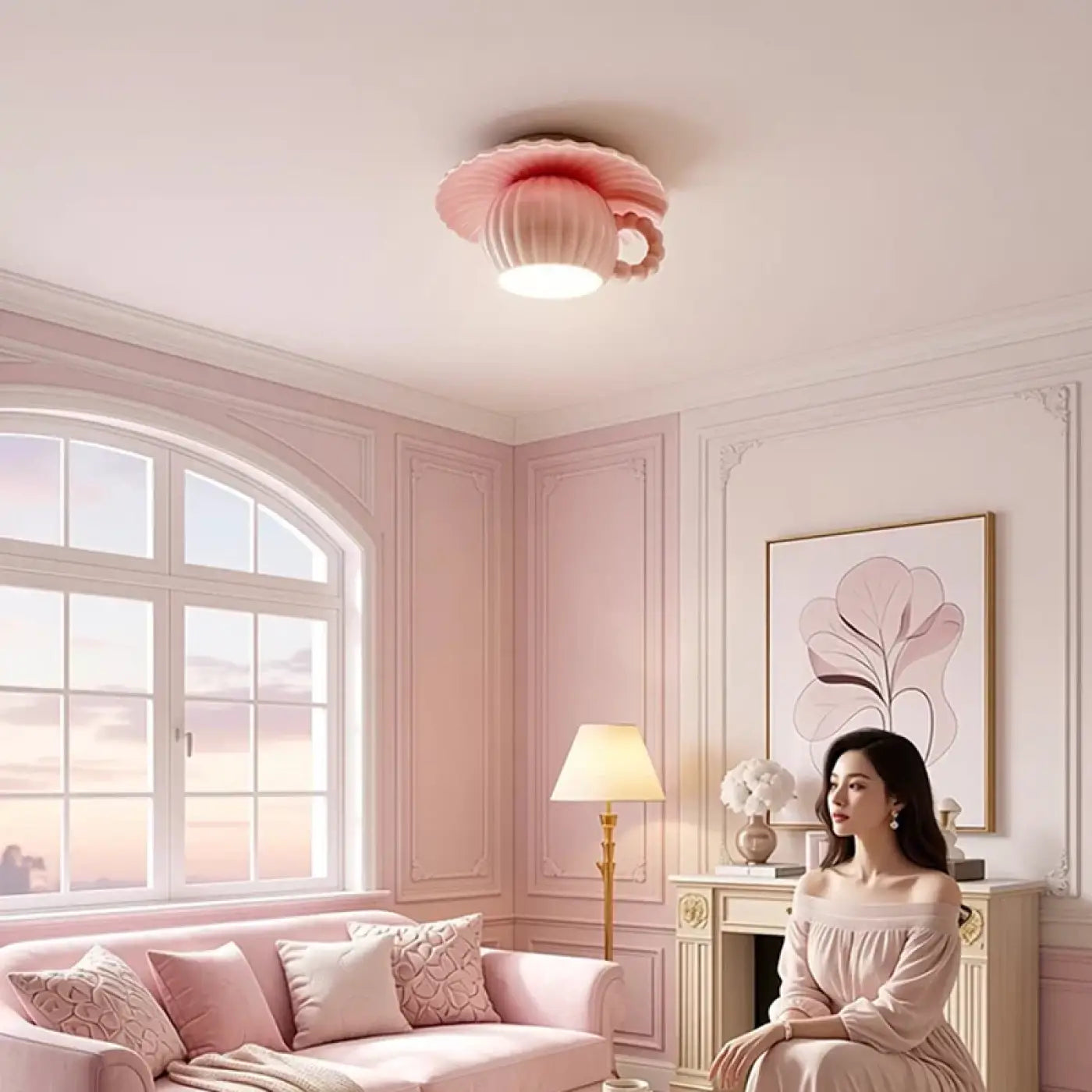LED pastel pink kids Scandinavian ceiling light | ZUKE