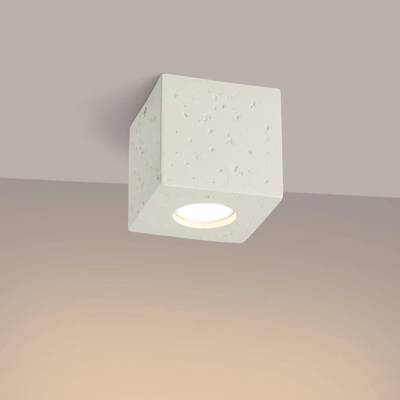 Minimalist beige concrete LED ceiling light | HUMISUN