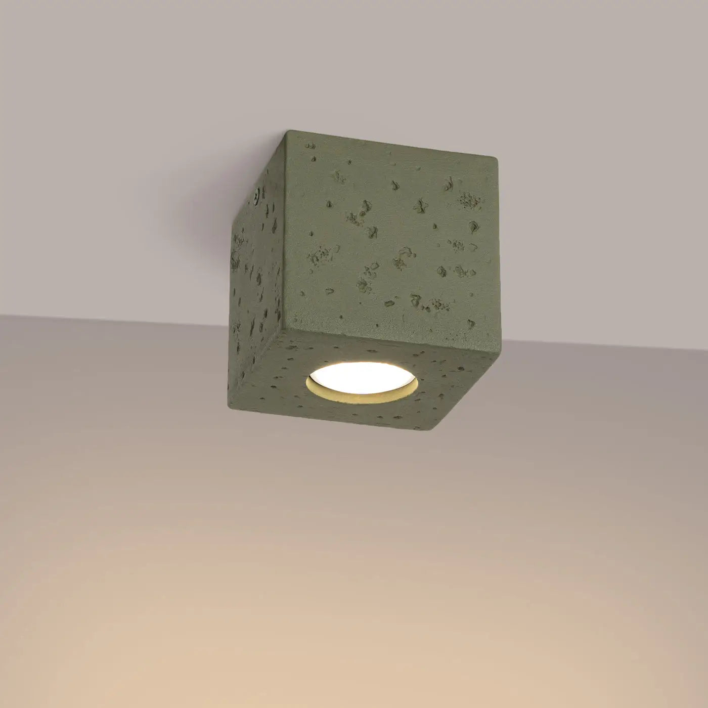 Industrial olive green concrete LED ceiling light | MUREMES
