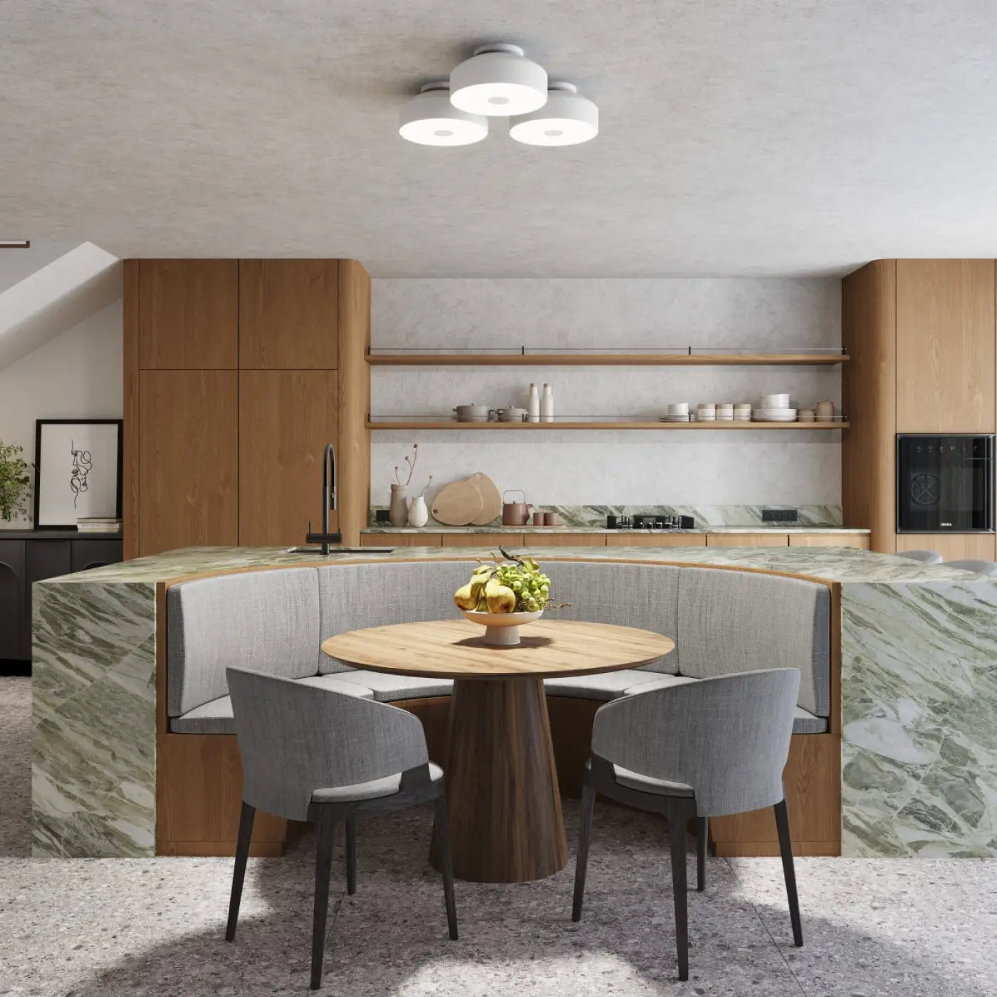 Modern white 4-light LED ceiling light | ZAHU