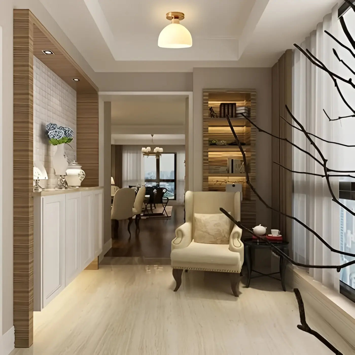 LED white ceramic minimalist ceiling light | VUZUSI