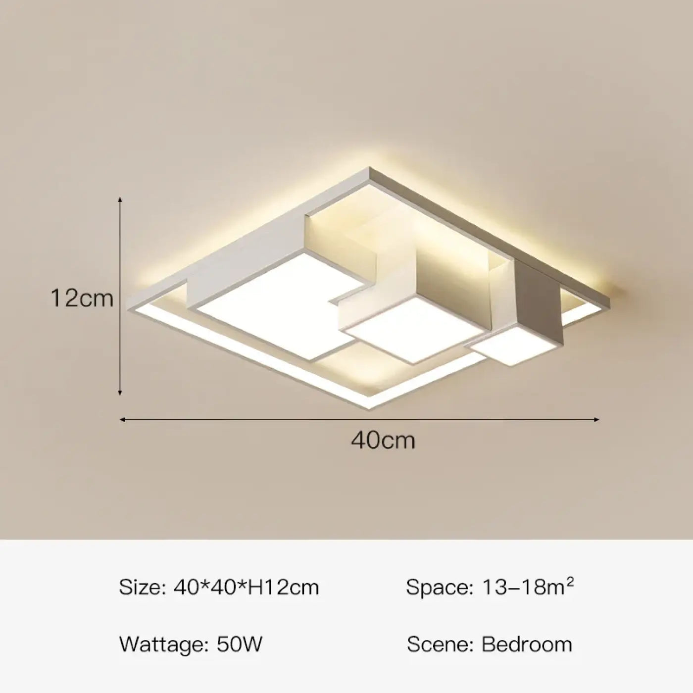 Square black or white modern LED ceiling light | VIBA