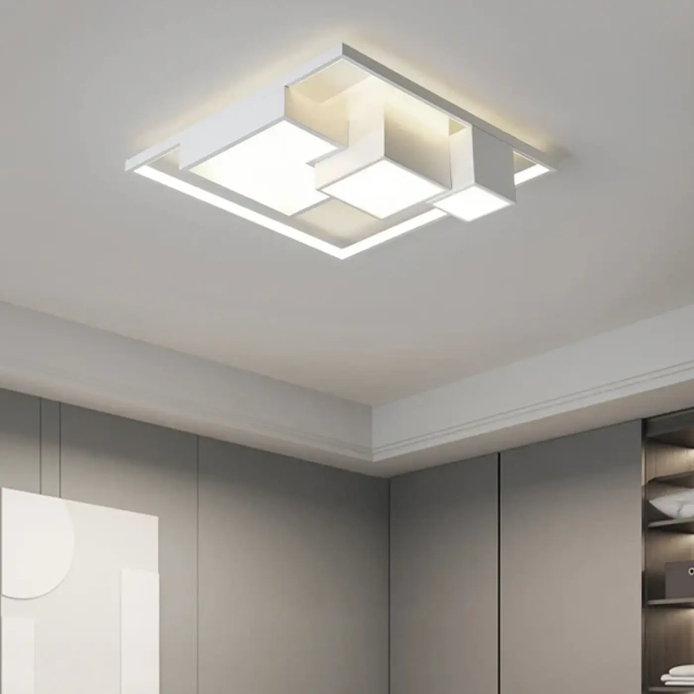 Square black or white modern LED ceiling light | VIBA