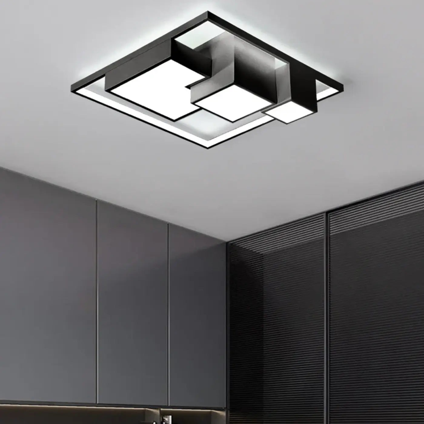 Square black or white modern LED ceiling light | VIBA