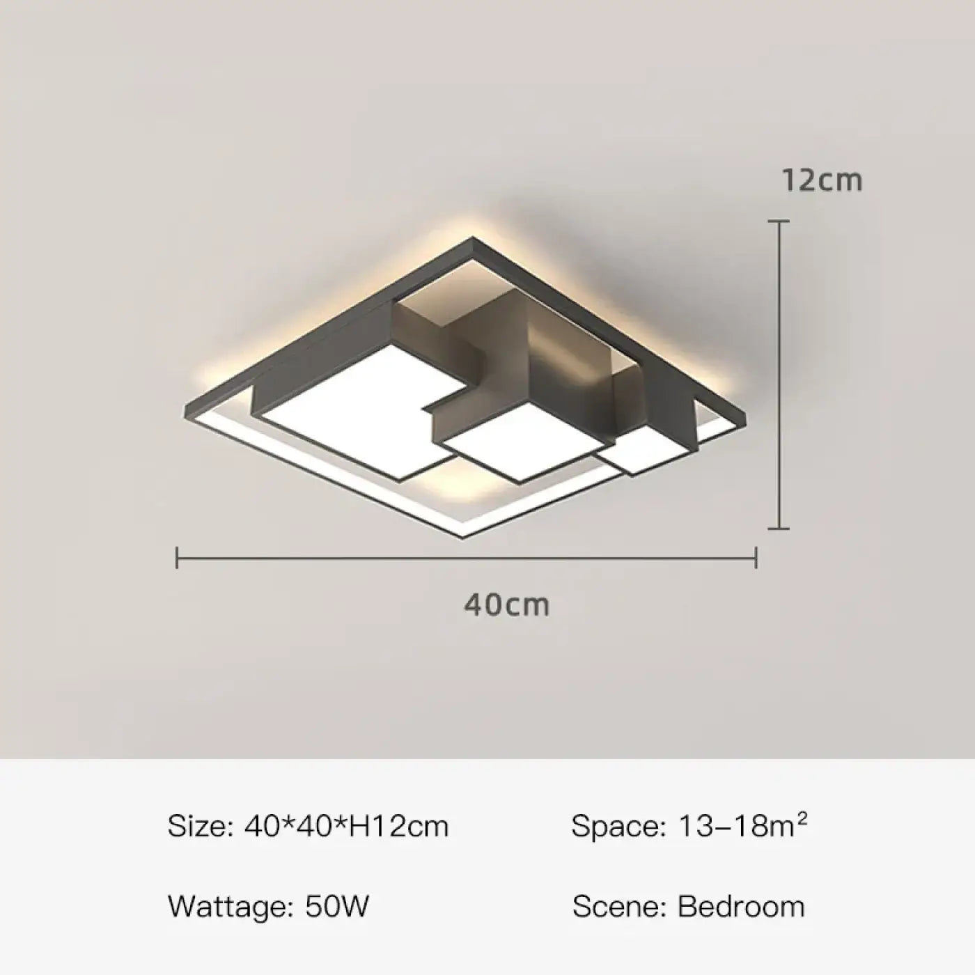 Square black or white modern LED ceiling light | VIBA