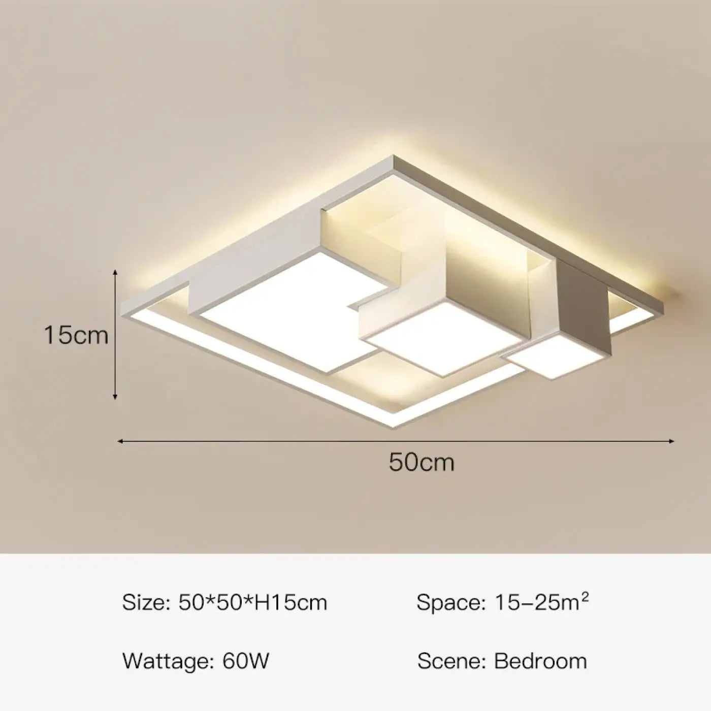 Square black or white modern LED ceiling light | VIBA