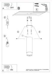 Black chrome cylinder contemporary ceiling light | BUHA