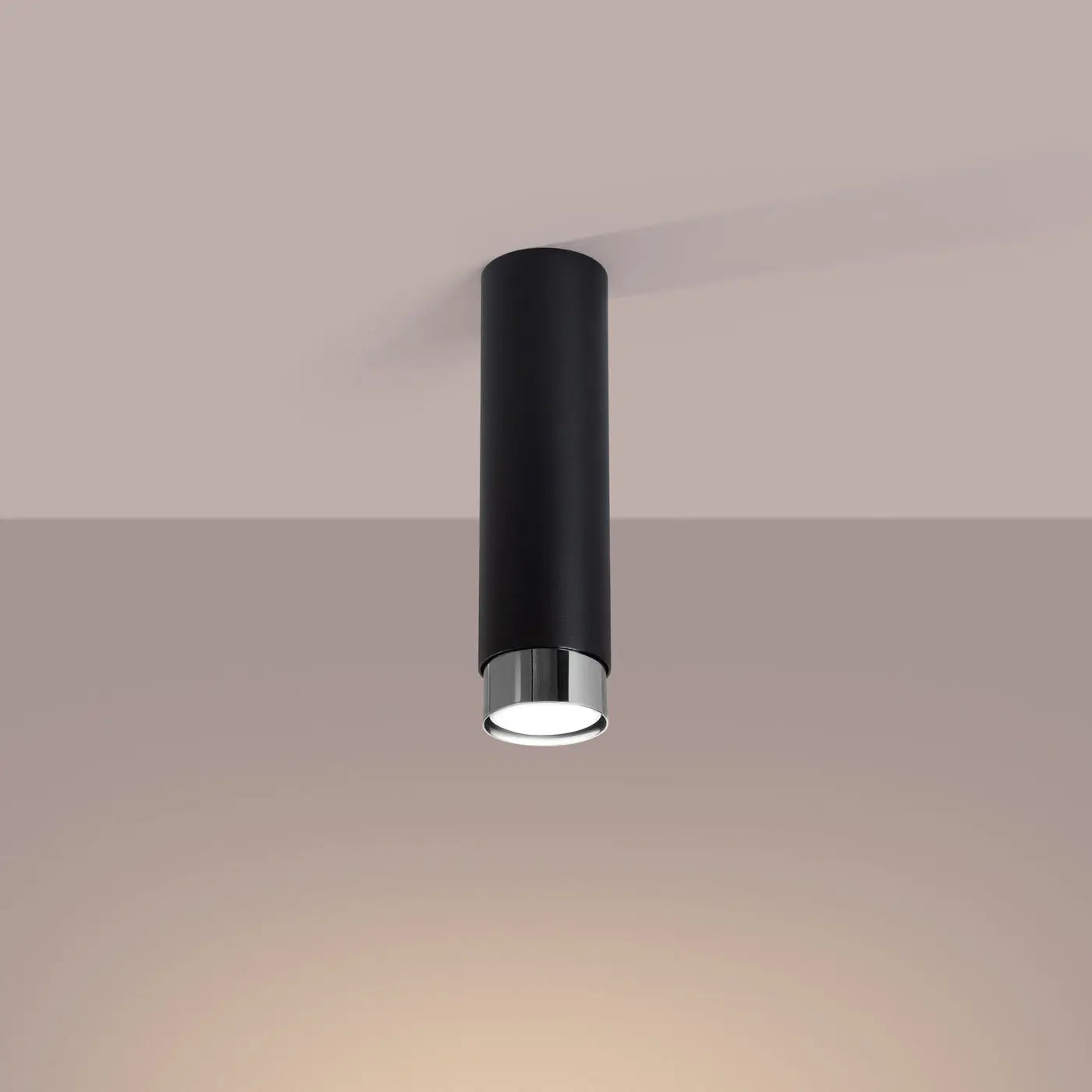 Black chrome cylinder contemporary ceiling light | BUHA