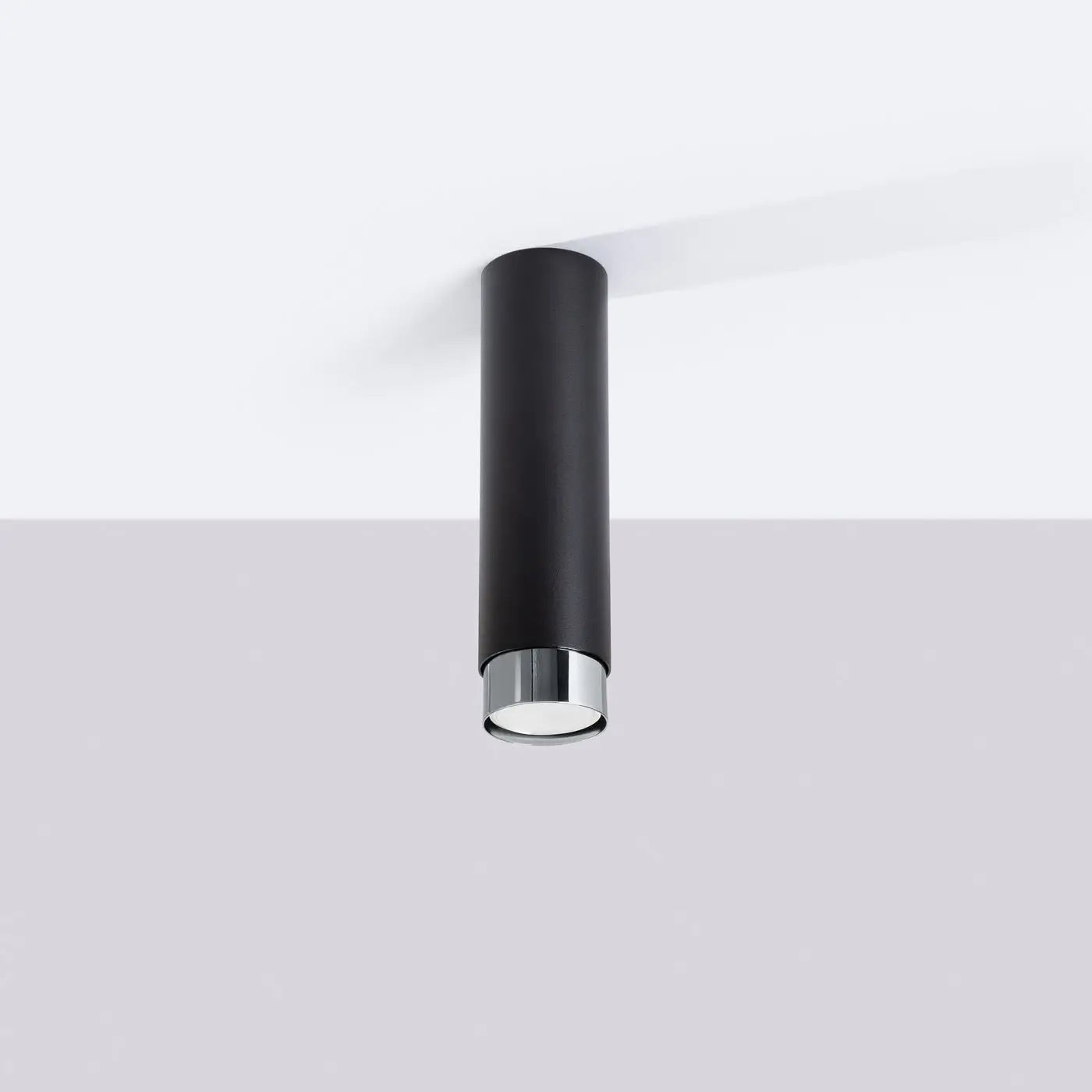 Black chrome cylinder contemporary ceiling light | BUHA