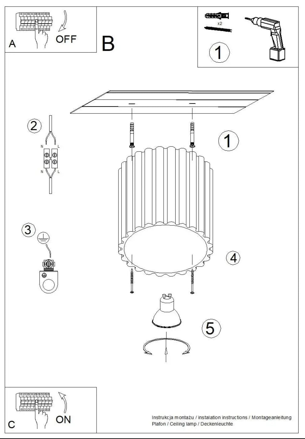Modern ultramarine blue LED ceiling light | KOFAFOS