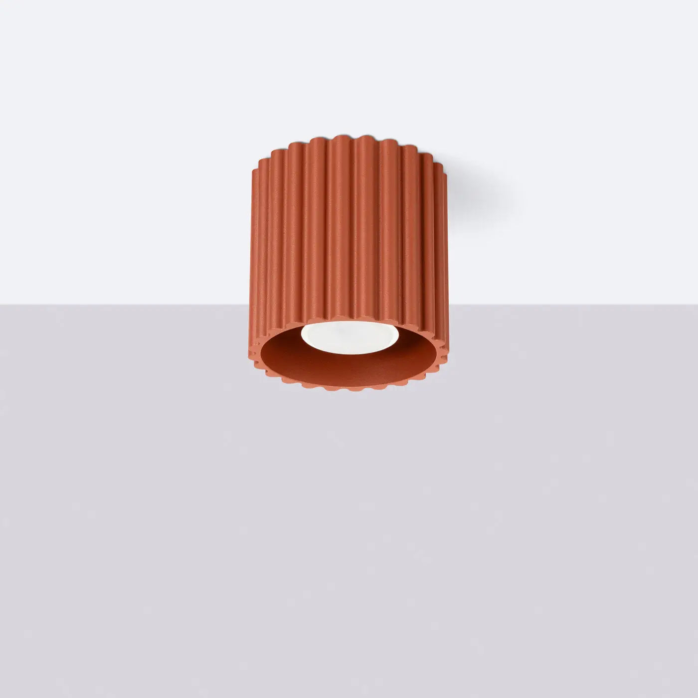 Minimalist ochre red aluminium LED ceiling light | RADAPE