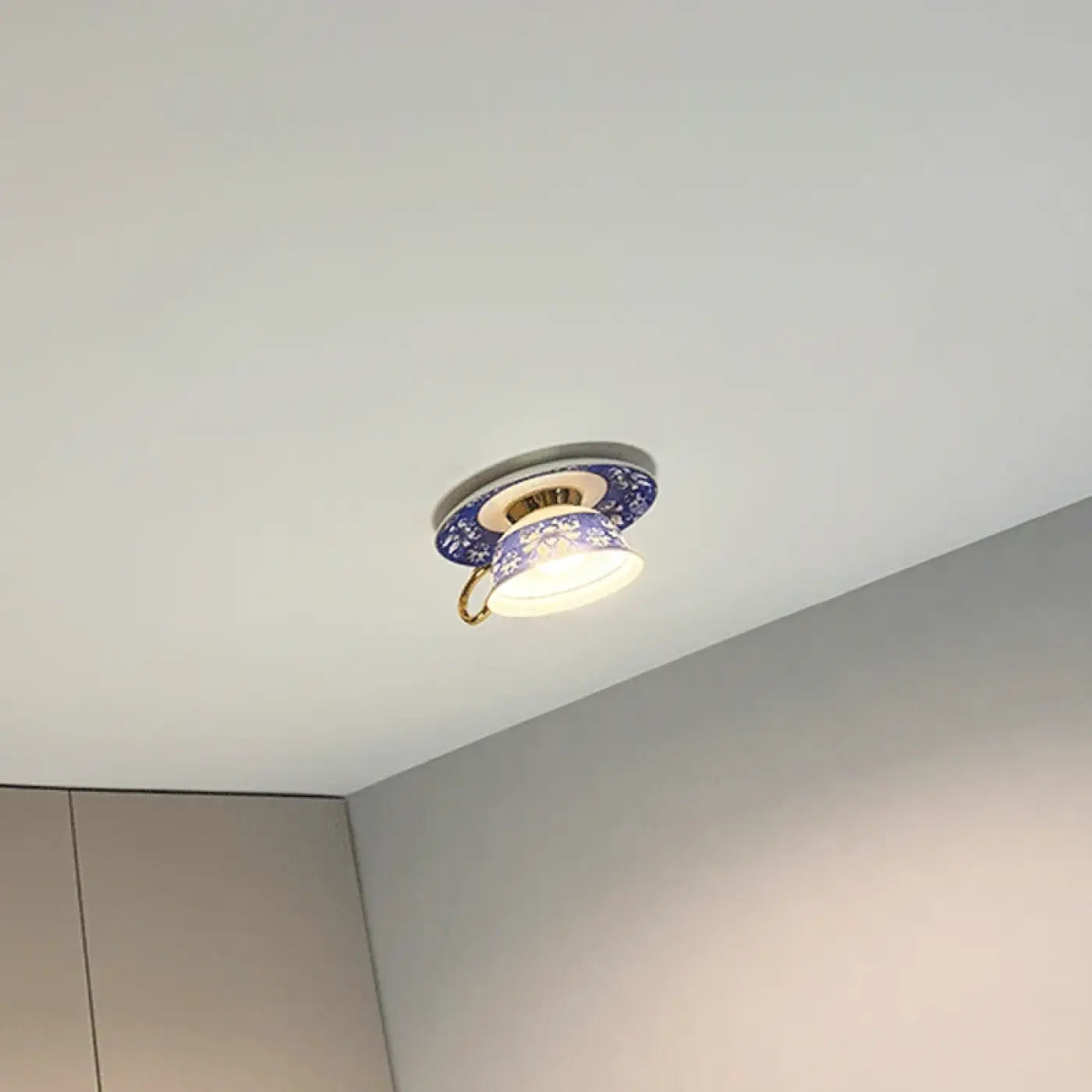LED floral ceramic cup statement ceiling light | GUKETI