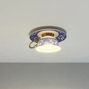 LED floral ceramic cup statement ceiling light | GUKETI