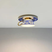 LED floral ceramic cup statement ceiling light | GUKETI